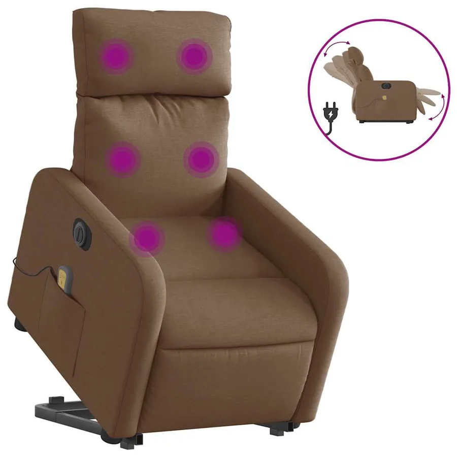 Fauteuil inclinable de massage électrique Marron Tissu - 2