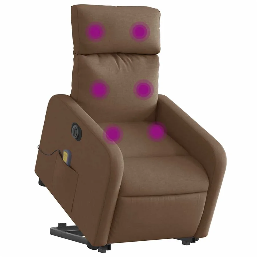 Fauteuil inclinable de massage électrique Marron Tissu - 3