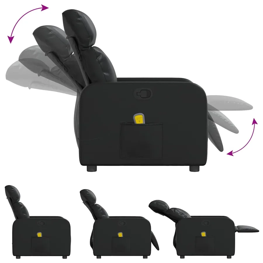 Fauteuil de massage inclinable Noir Similicuir - 5