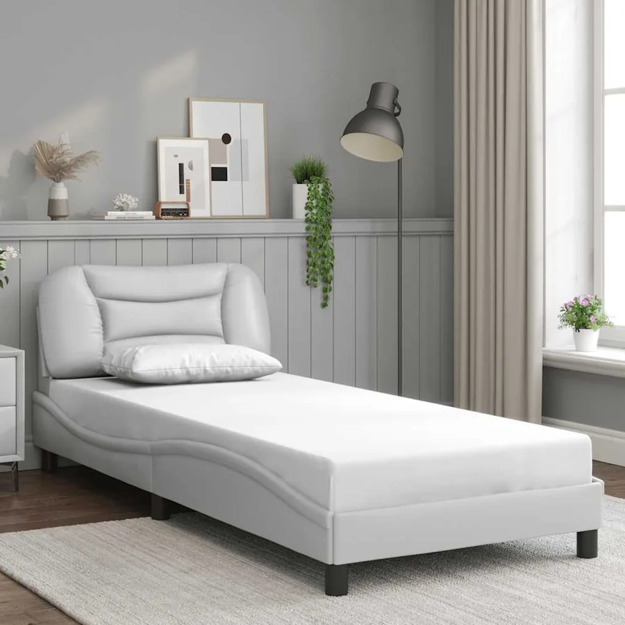 Cadre de lit sans matelas Hvar blanc 90x190 cm similicuir