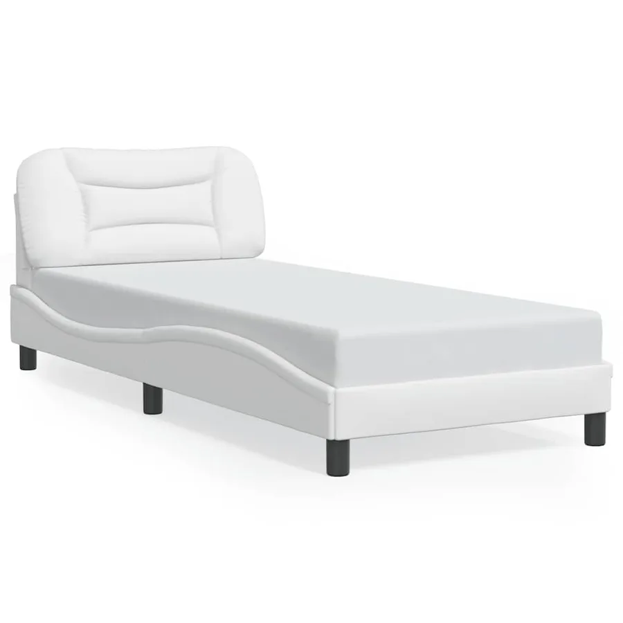 Cadre de lit sans matelas Hvar blanc 90x190 cm similicuir - 2