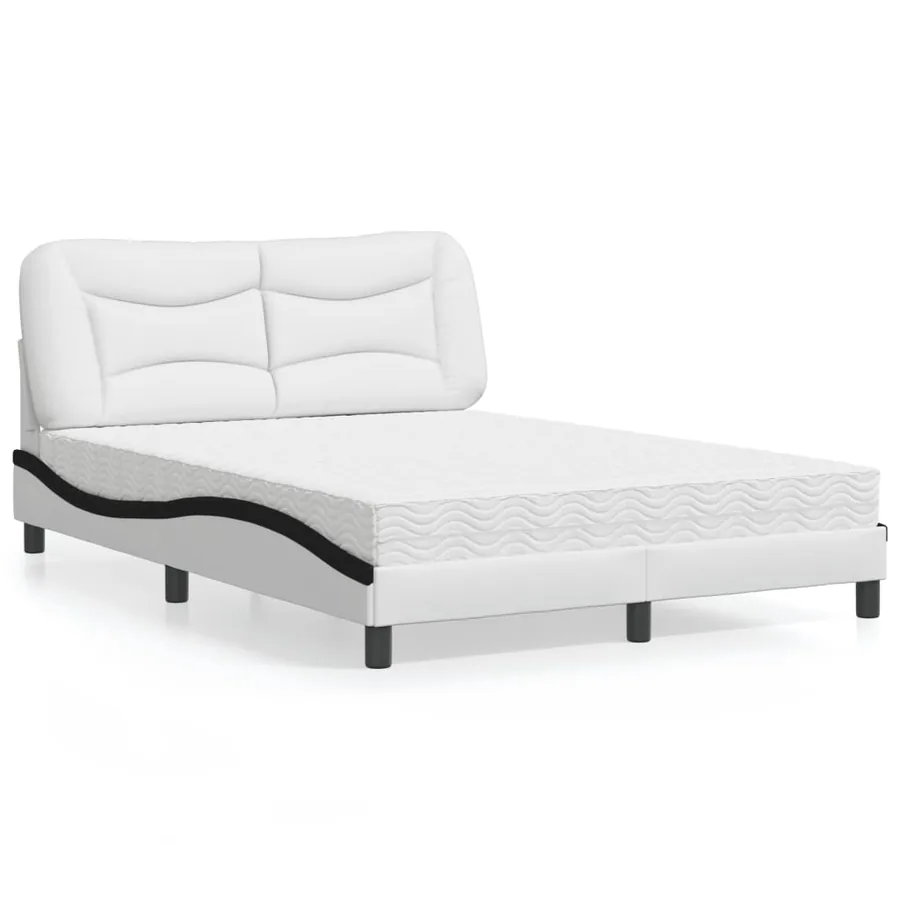 Lit avec matelas Hvar blanc et noir 120x200 cm similicuir