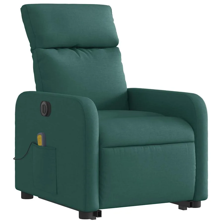 Fauteuil inclinable de massage électrique Vert foncé Tissu - 4