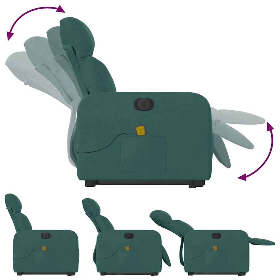 Fauteuil inclinable de massage électrique Vert foncé Tissu - 7