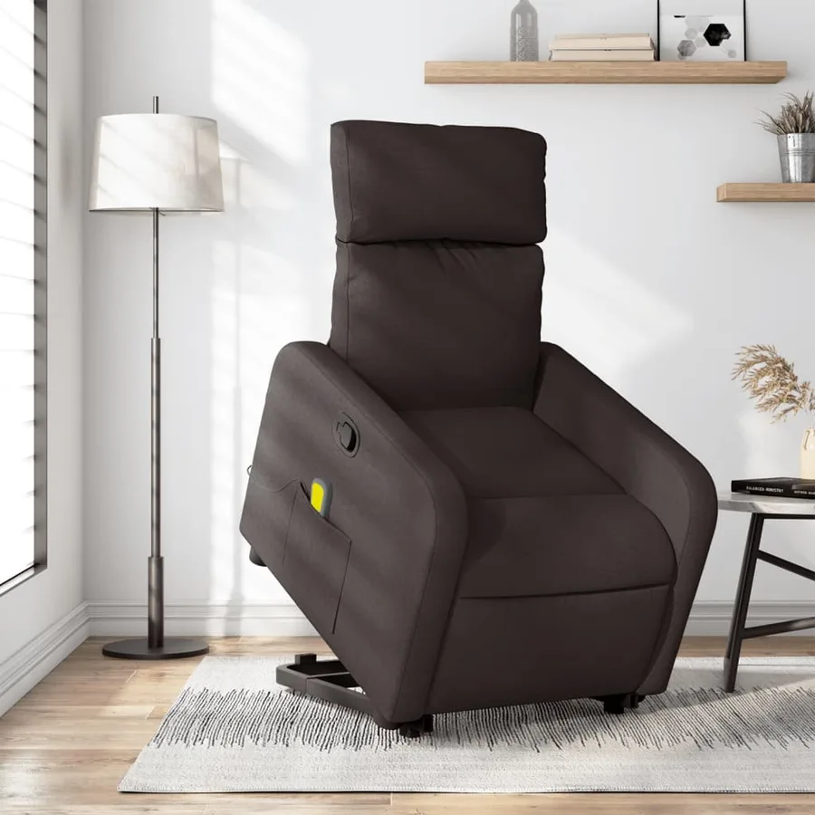 Fauteuil inclinable de massage Marron foncé Tissu - 15