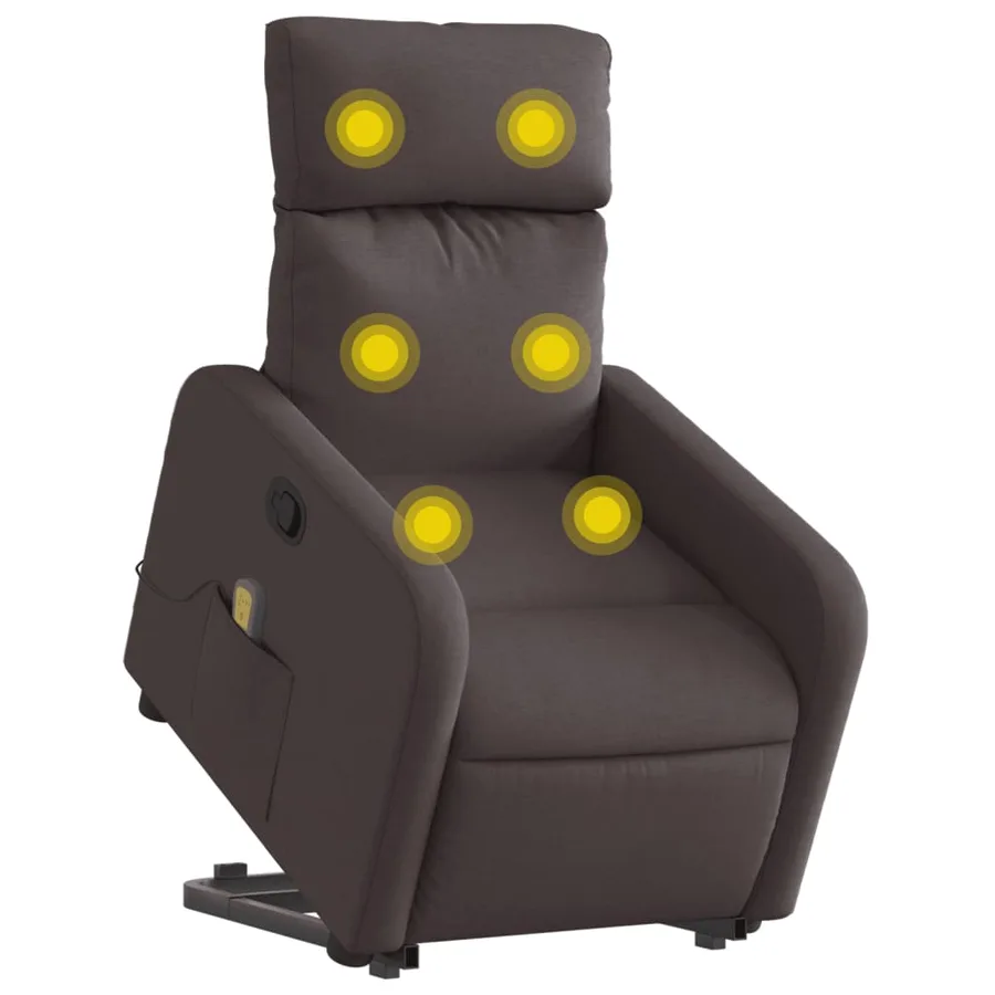 Fauteuil inclinable de massage Marron foncé Tissu - 3