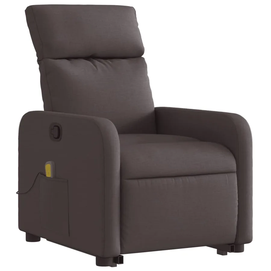 Fauteuil inclinable de massage Marron foncé Tissu - 4