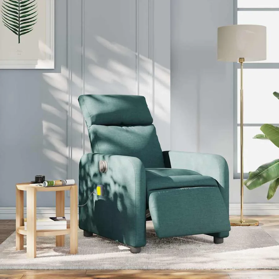 Fauteuil de massage inclinable électrique Vert foncé Tissu - 16
