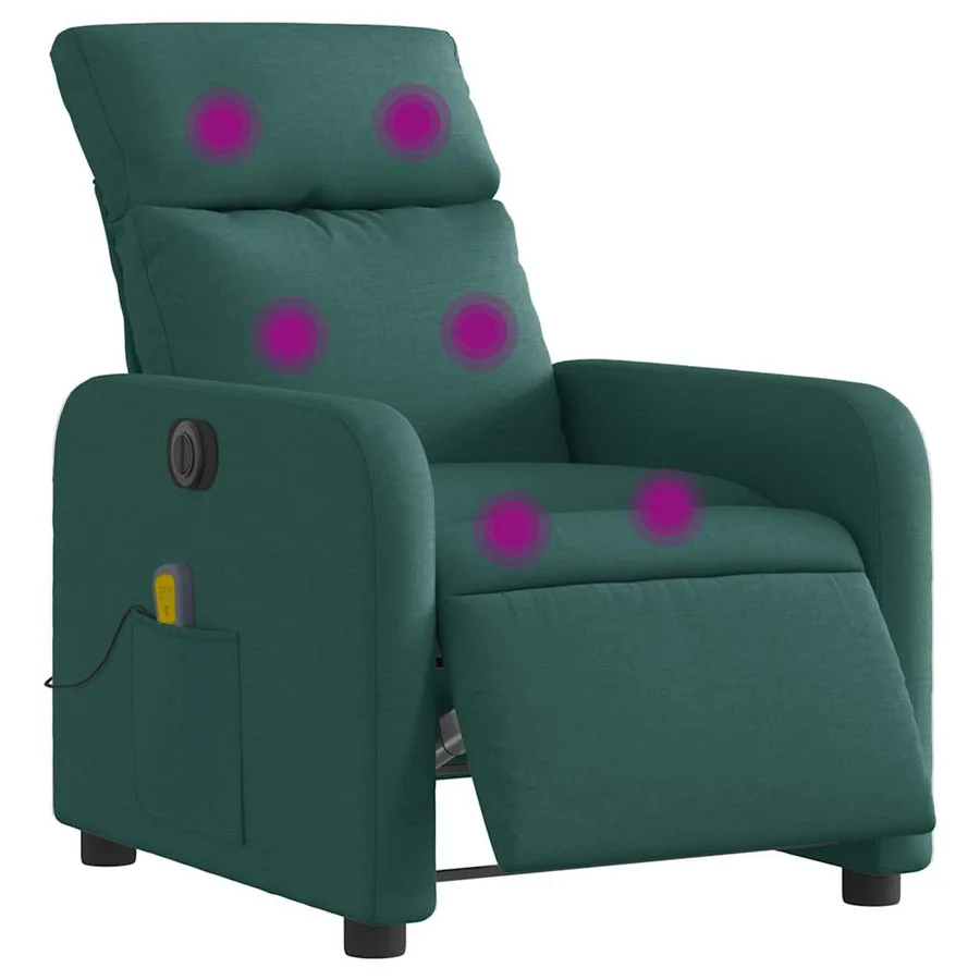 Fauteuil de massage inclinable électrique Vert foncé Tissu - 3