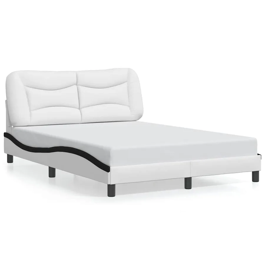 Cadre de lit sans matelas Hvar blanc et noir 120x200 cm similicuir - 2