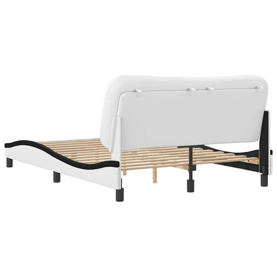 Cadre de lit sans matelas Hvar blanc et noir 120x200 cm similicuir - 6
