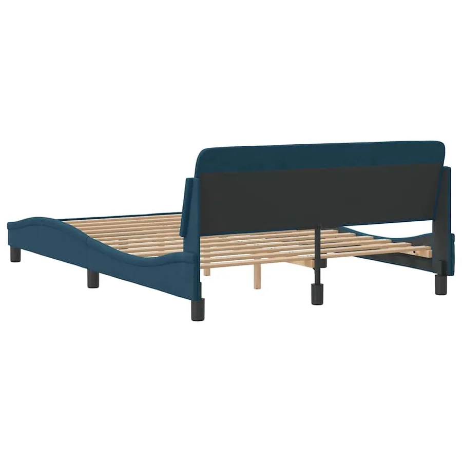 Cadre de lit avec tête de lit Dover bleu 120x200cm velours - 6