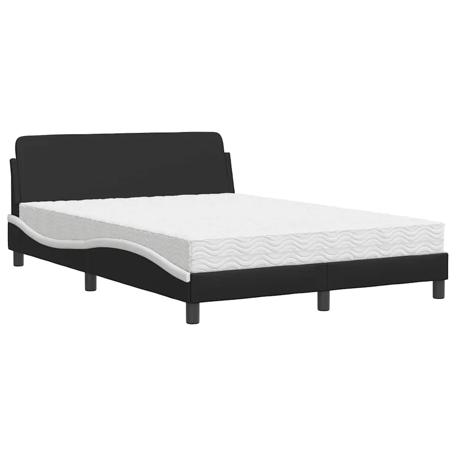 Lit avec matelas Dover noir et blanc 120x200 cm similicuir - 2
