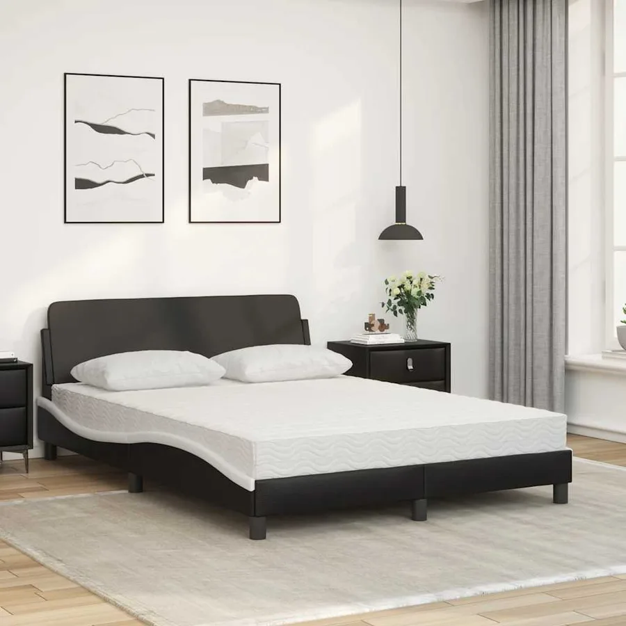 Lit avec matelas Dover noir et blanc 120x200 cm similicuir - 3