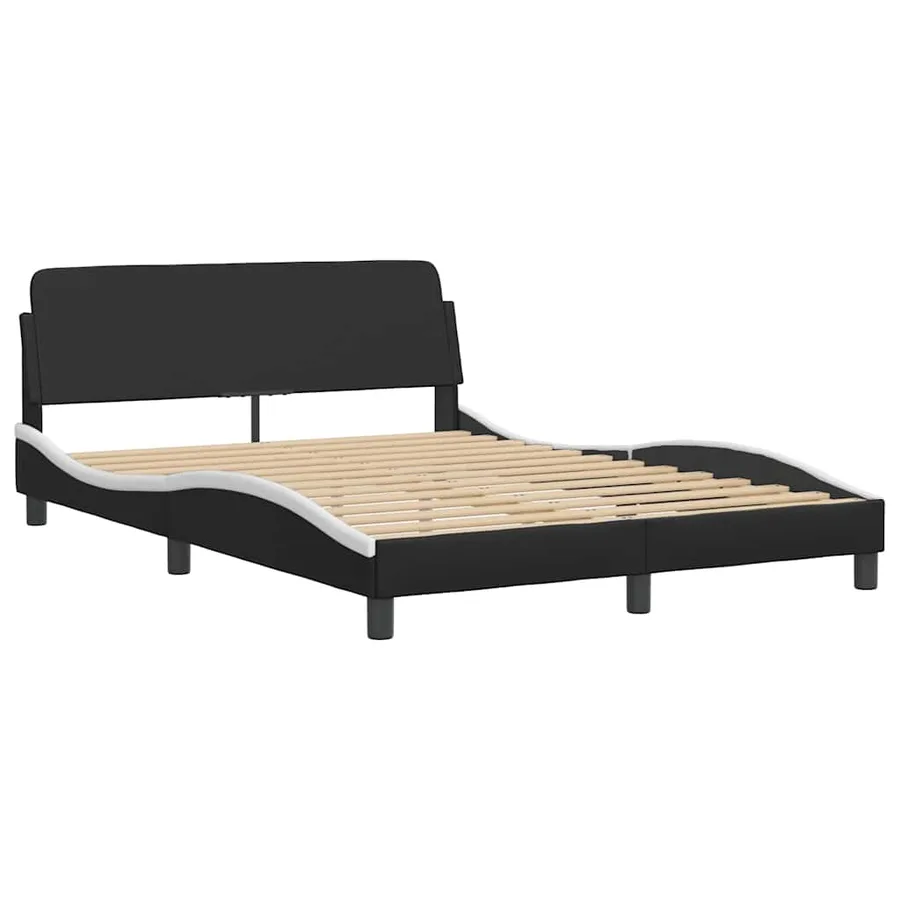 Lit avec matelas Dover noir et blanc 120x200 cm similicuir - 4