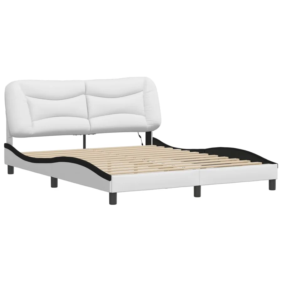 Cadre de lit avec LED sans matelas Hvar blanc et noir 160x200 cm - 3