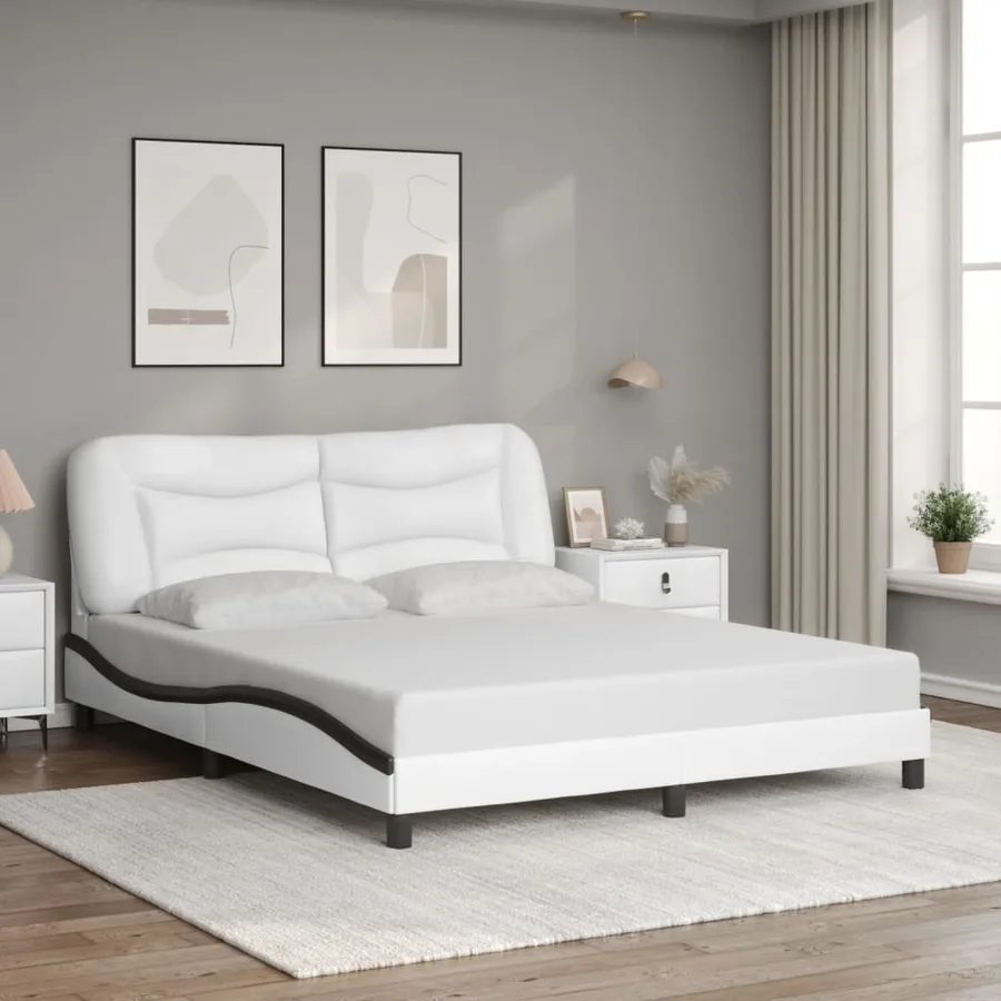 Cadre de lit avec LED sans matelas Hvar blanc et noir 160x200 cm - 4