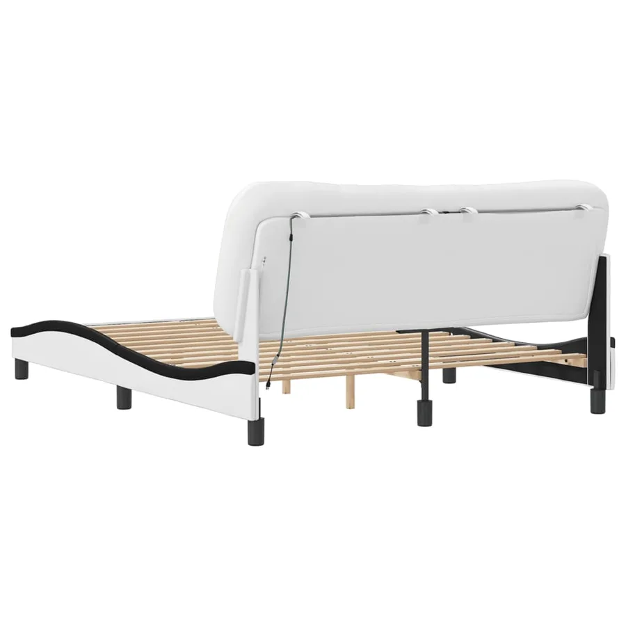 Cadre de lit avec LED sans matelas Hvar blanc et noir 160x200 cm - 9