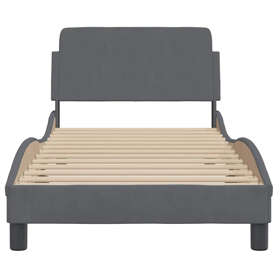 Cadre de lit Dover gris foncé 90x190 cm velours - 4