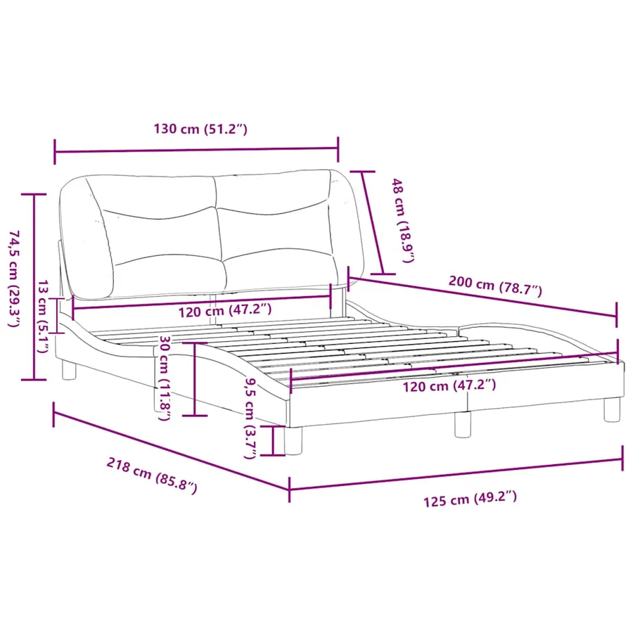 Cadre de lit sans matelas Hvar blanc 120x200 cm similicuir - 12