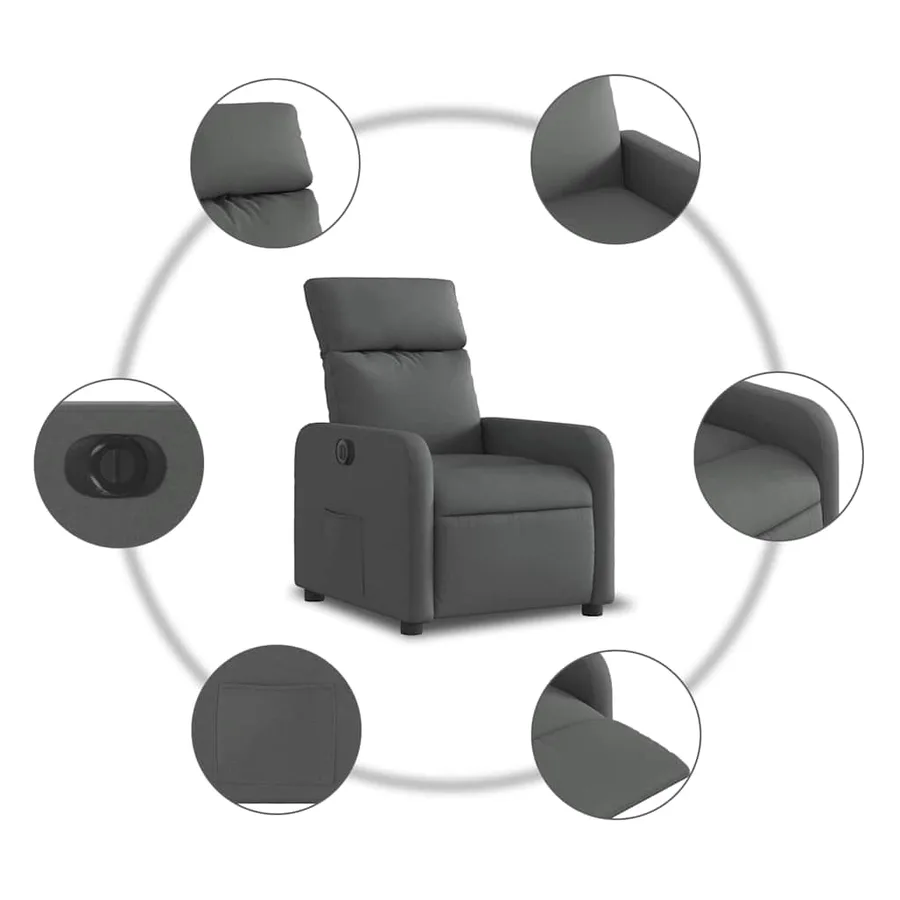 Fauteuil inclinable électrique Gris foncé Tissu - 8