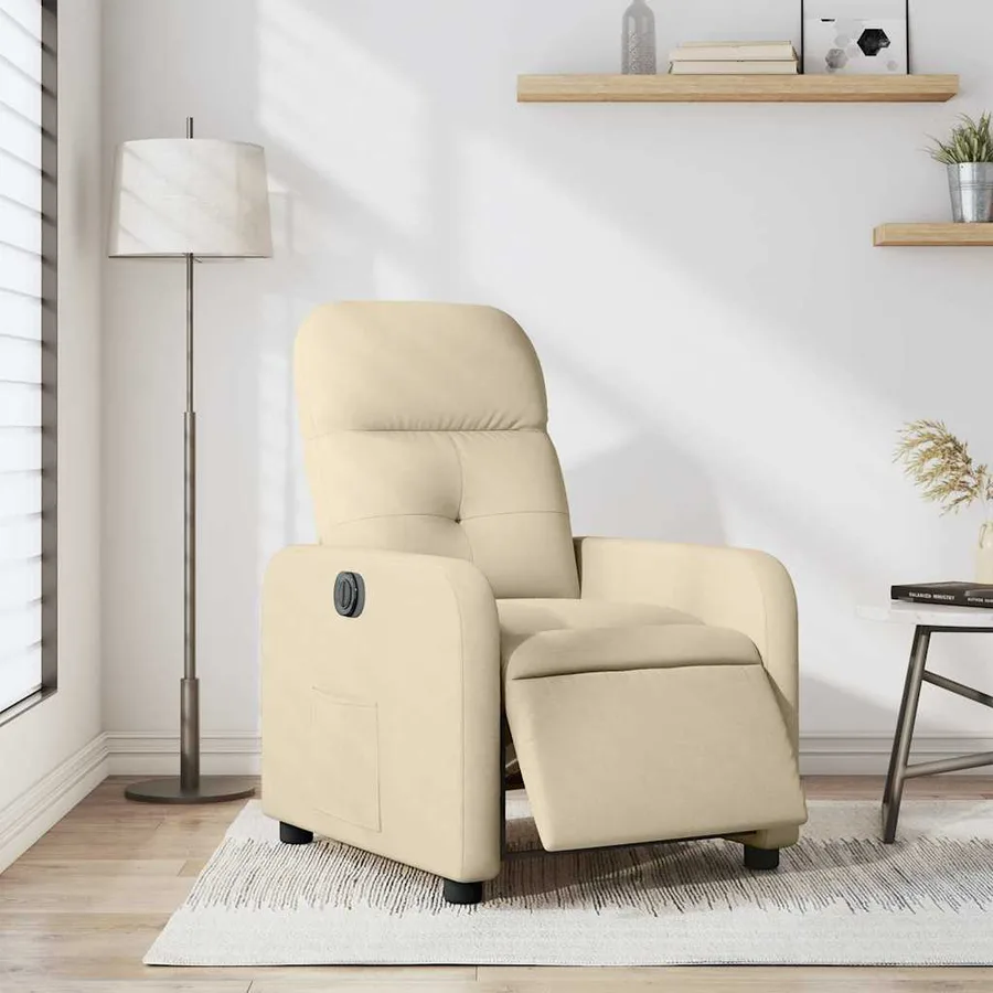 Fauteuil inclinable électrique Crème Tissu - 15