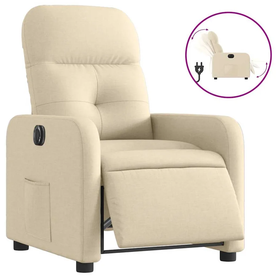 Fauteuil inclinable électrique Crème Tissu - 2