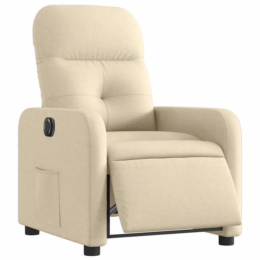 Fauteuil inclinable électrique Crème Tissu - 3