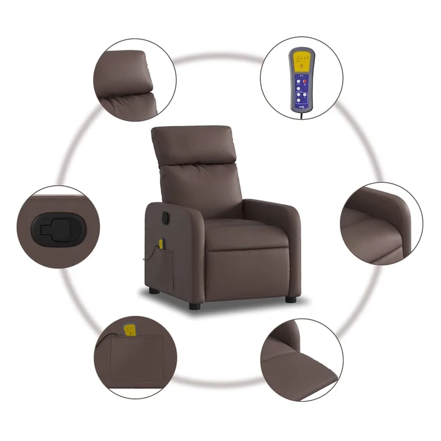 Fauteuil de massage inclinable Marron Similicuir - 6