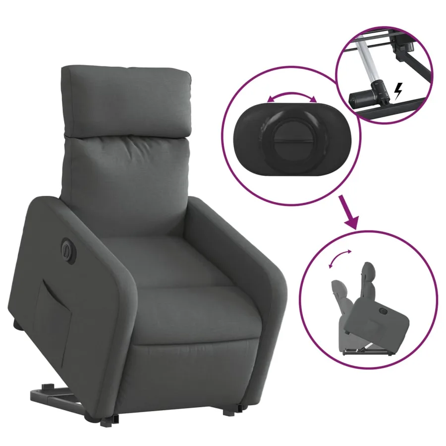 Fauteuil inclinable électrique gris foncé tissu - 11