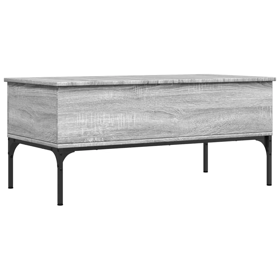 Table basse sonoma gris 100x50x45 cm bois d'ingénierie et métal - 2