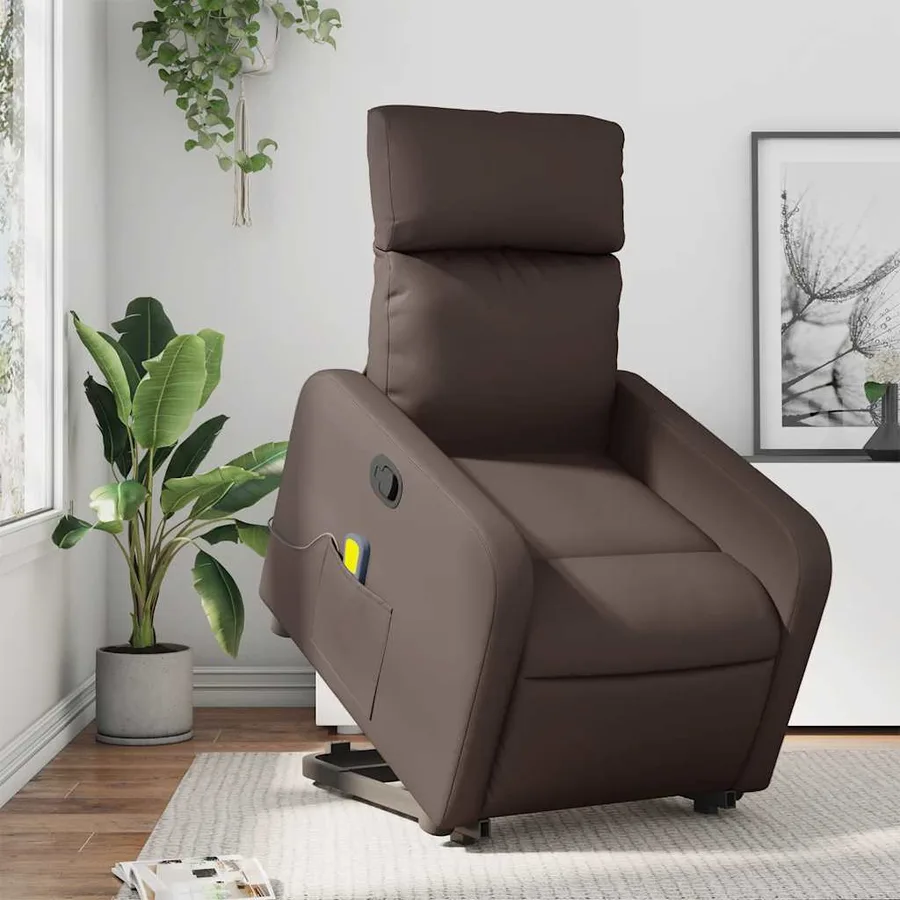 Fauteuil inclinable de massage Marron Similicuir - 16