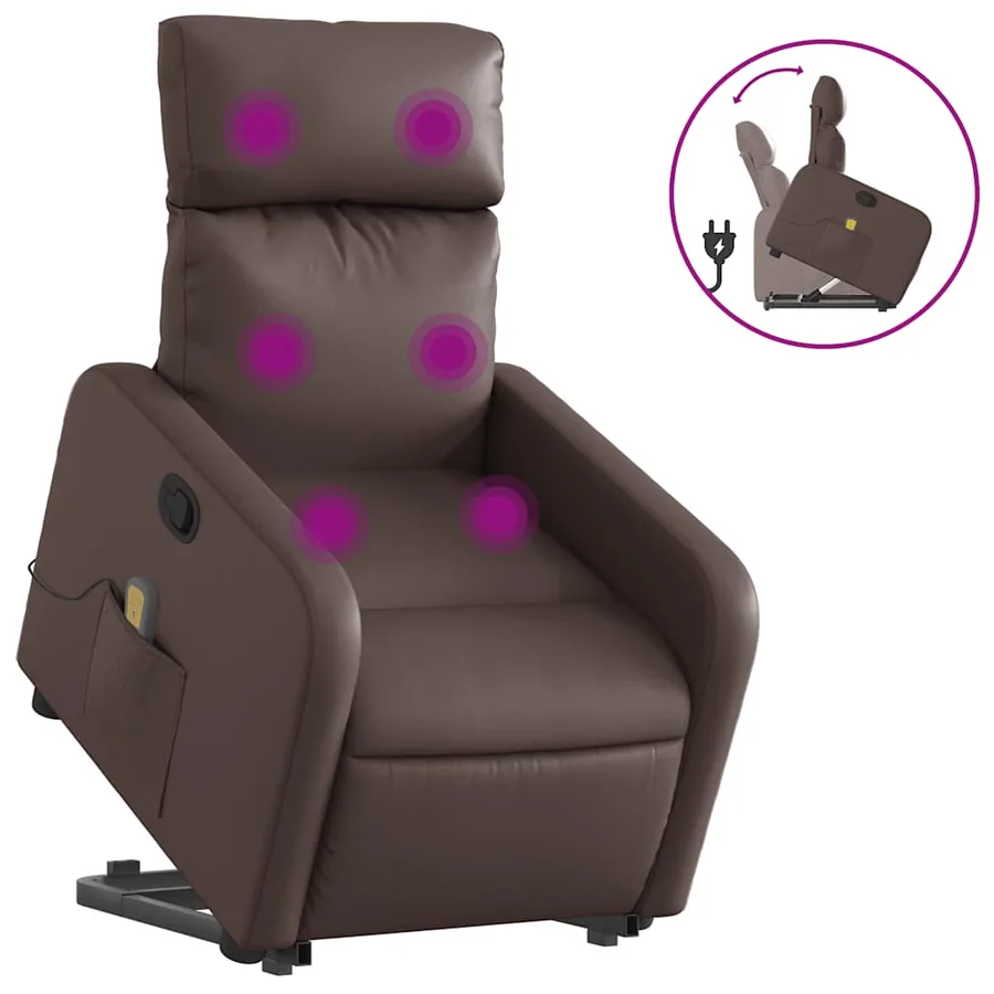 Fauteuil inclinable de massage Marron Similicuir - 2