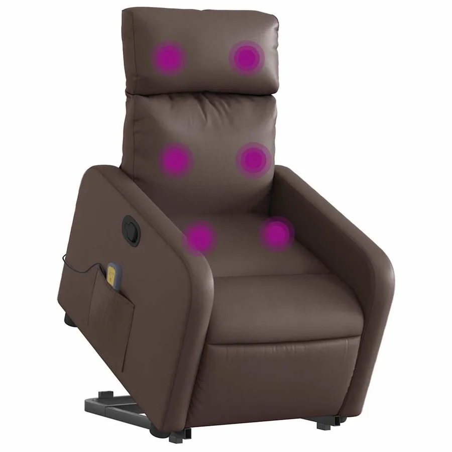 Fauteuil inclinable de massage Marron Similicuir - 3
