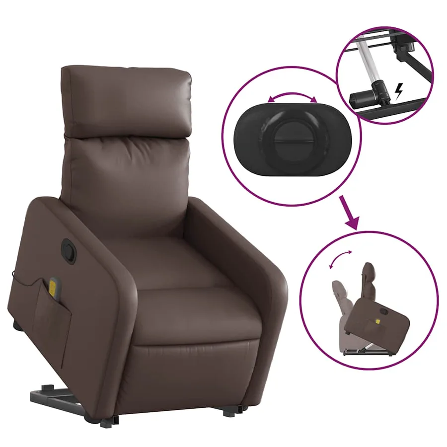 Fauteuil inclinable de massage Marron Similicuir - 6
