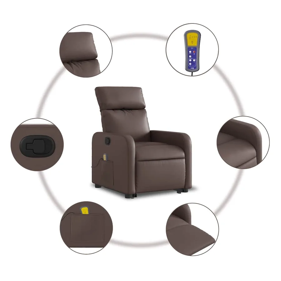 Fauteuil inclinable de massage Marron Similicuir - 8