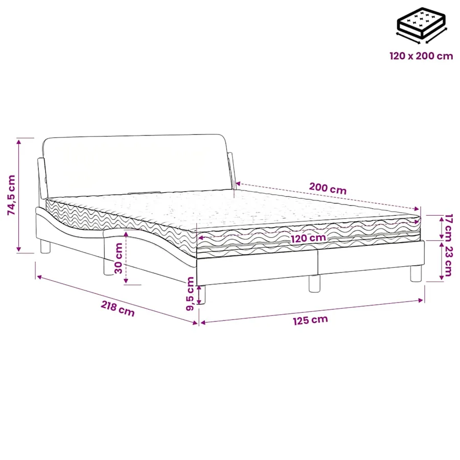Lit avec matelas Dover gris 120x200 cm similicuir - 9
