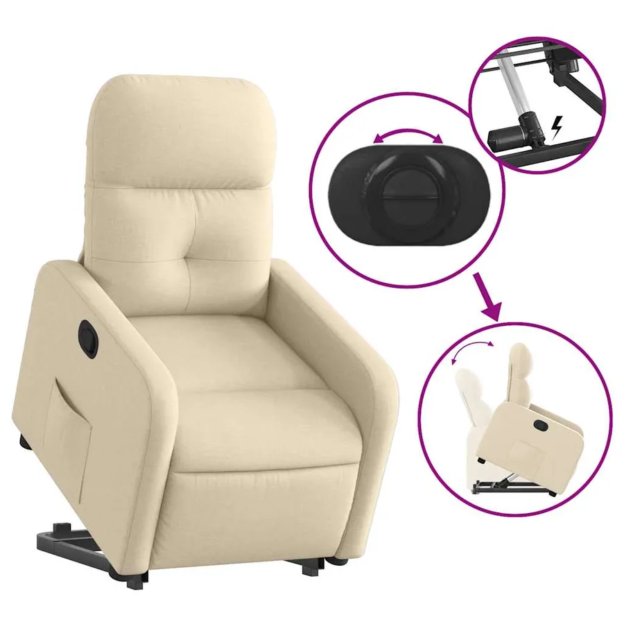 Fauteuil inclinable Crème Tissu - 6