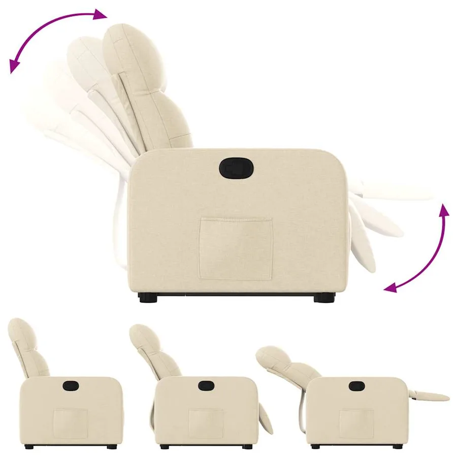 Fauteuil inclinable Crème Tissu - 7