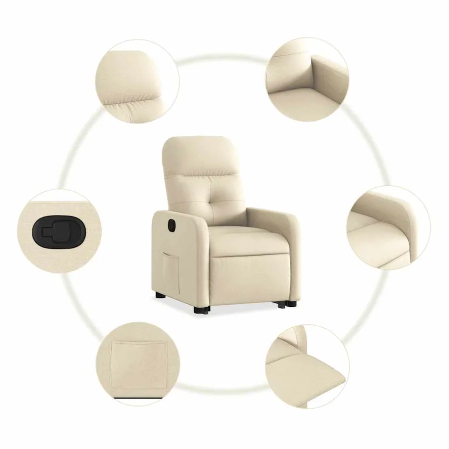 Fauteuil inclinable Crème Tissu - 8