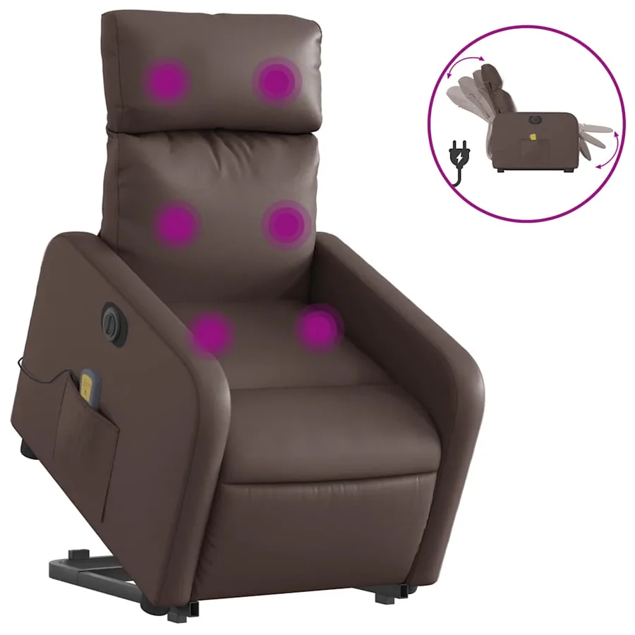 Fauteuil inclinable de massage électrique marron similicuir - 2
