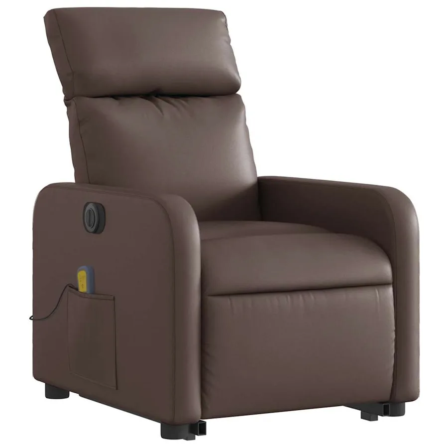 Fauteuil inclinable de massage électrique marron similicuir - 4