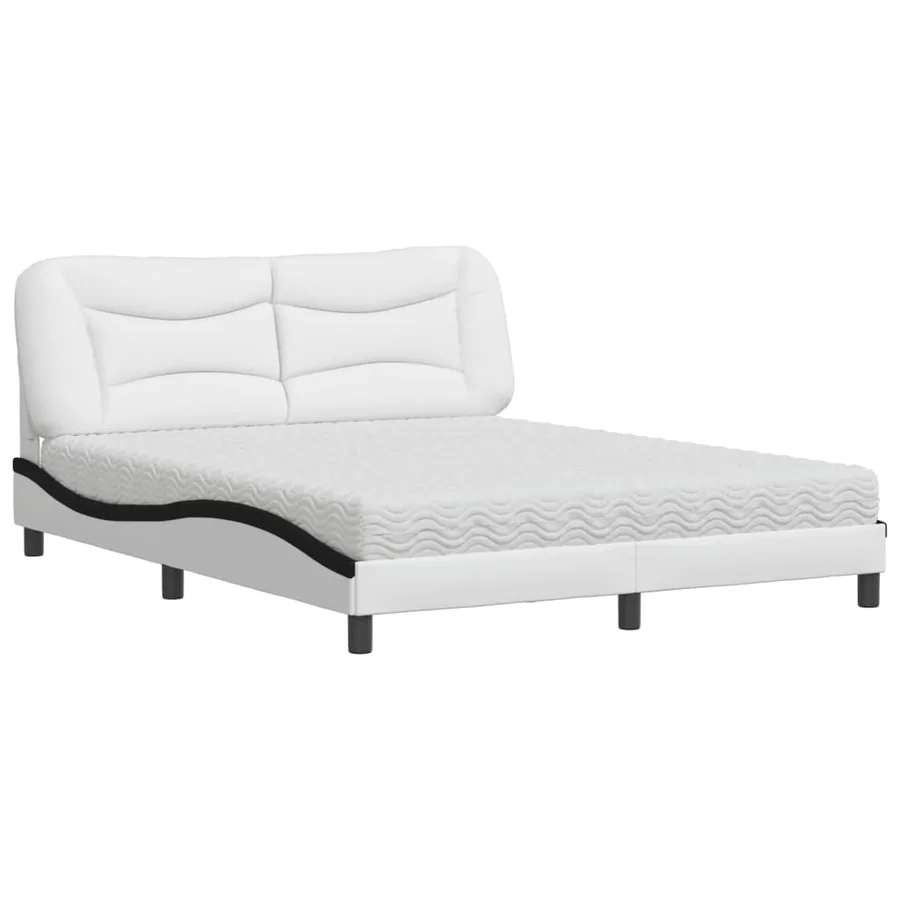 Lit avec matelas Hvar blanc et noir 160x200 cm similicuir - 2