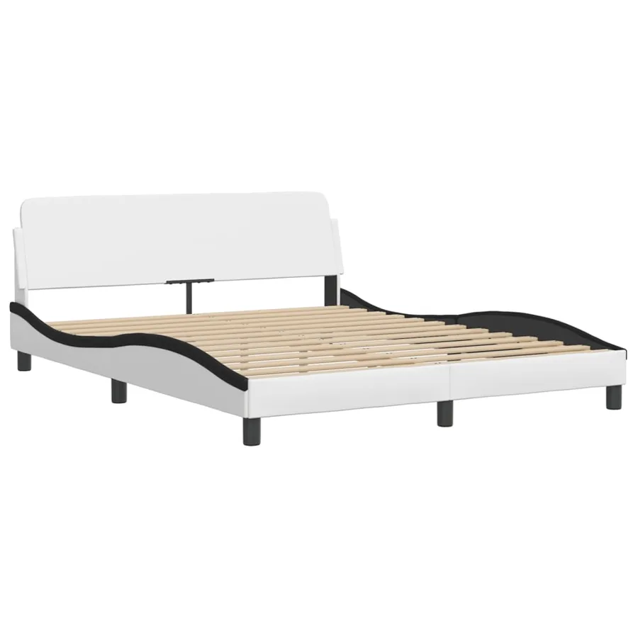 Lit avec matelas Hvar blanc et noir 160x200 cm similicuir - 4