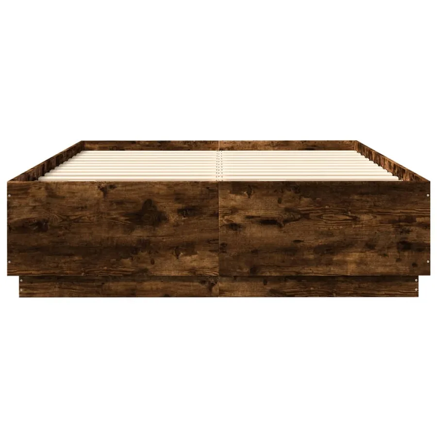 Cadre de lit avec LED sans matelas chêne fumé 150x200 cm - 6