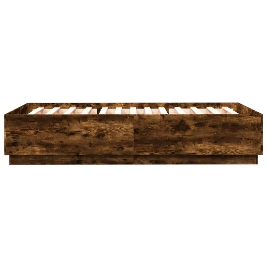 Cadre de lit avec LED sans matelas chêne fumé 150x200 cm - 8