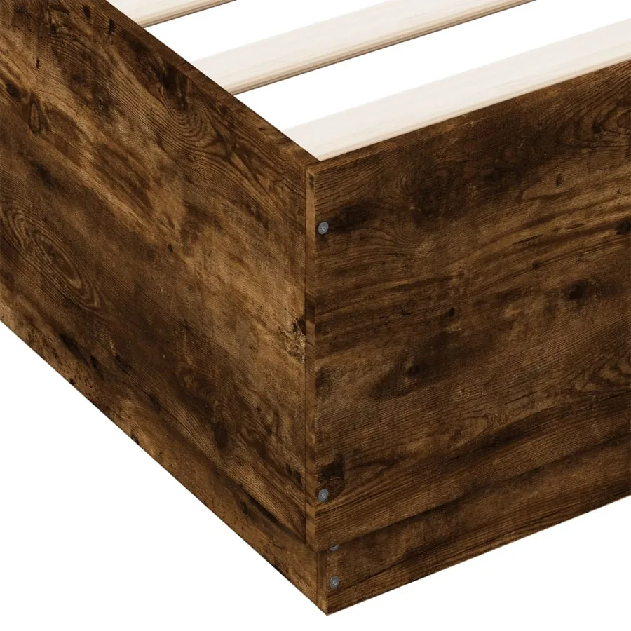 Cadre de lit avec LED sans matelas chêne fumé 150x200 cm - 9