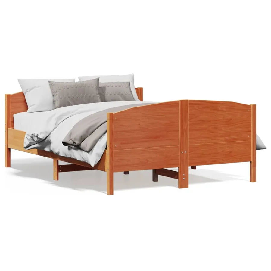 Cadre de lit sans matelas cire marron 120x200cm bois pin massif - 2