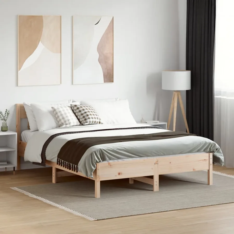 Cadre de lit sans matelas 135x190 cm bois de pin massif - 3