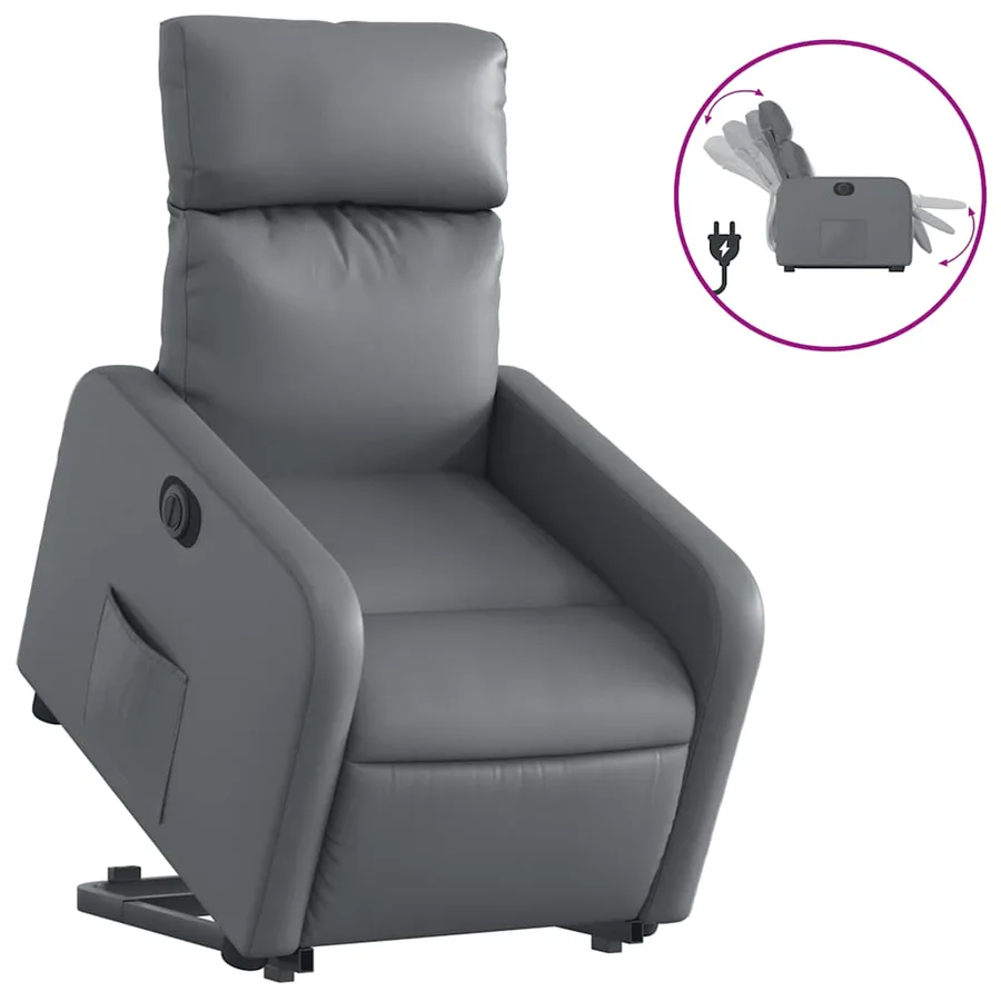 Fauteuil inclinable électrique gris similicuir - 2